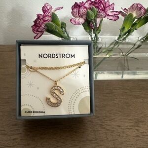 Nordstrom Gold Cubic Zirconia Initial Necklace